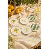 Amalfi 6’Lı Seramik Pasta Ve Servis Tabağı Seti 20 Cm – Limon Desenli Akdeniz Sofra Takımı