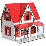 Amalfi CCY00093 AHŞAP KIRMIZI VİLLA EV Kız Erkek Çocuk Oyuncak Eğitici Oyuncaklar