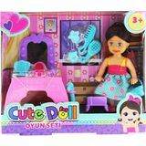 Amalfi Cute Doll Mini Bebek Aksesuarlı ve Makyaj Masalı Oyun Seti Kız Erkek Çocuk Oyuncak Eğitici Oyuncakla