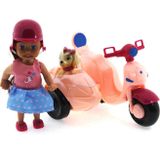 Amalfi Cute Doll Mini Bebek ve Köpekli Pembe Motorsiklet Kız Erkek Çocuk Oyuncak Eğitici Oyuncaklar