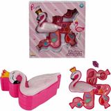 Amalfi Flamingo Şekilli 3 Katlı Makyaj Güzellik Seti Kız Erkek Çocuk Oyuncak Eğitici Oyuncaklar - Çok Renkli
