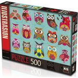 Amalfi KS Puzzle 500 Parça Multi Owls Renkli Baykuşlar Kız Erkek Çocuk Oyuncak Eğitici Oyuncaklar