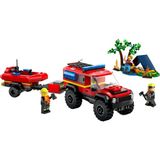 Amalfi LEGO 4x4 Kurtarma Botlu Itfaiye Kamyonu Kız Erkek Çocuk Oyuncak Eğitici Oyuncaklar - Çok Renkli