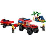 Amalfi LEGO 4x4 Kurtarma Botlu İtfaiye Kamyonu Kız Erkek Çocuk Oyuncak Eğitici Oyuncaklar