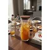 Amandus Armoni - Ahşap Kapaklı Cam Sürahi Karaf Su ve Meşrubat Sürahi & Karafı 1180 ml - 1,2 lt