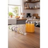 Amandus Detox - 5 Parça Vakumlu Çelik Kapaklı Sürahi Borosilikat Cam Sürahi Bardak Seti 1800ML - 1,8 lt