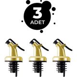 Amandus Dripp - 3 Adet Sızdırmaz Yağdanlık Tıpası Damlatmaz Şişe Ucu Servis Aparatı Gold Şişe Başlığı