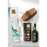 Amanos Beauty Cilt Bakım Seti – Doğal At Kılı Fırça, Madeem Nemlendirici Krem ve Aydınlatıcı C Vitamini Serum, 3 Parça