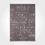 Amara Kahverengi Geometrik Modern Geometrik Etnik Desenli Boho Makinada Yıkanabilir Hav Toz Vermez Leke Tutmaz Kaymaz Taban Dijital Makine Baskı Halı Oturma Odası Salon Yolluk Koridor Mutfak Halısı