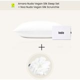 Amara Sleep Set %100 Cupro Vegan Ipek Uyku Seti - Anti-Aging Yastık Kılıfı & Scrunchie - Beyaz - 50 x 70