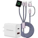 Amasuki Apple Watch Şarj Cihazı için Çoklu Şarj Kablosu iPhone Şarj Cihazı PD20W USB C/A Şarj Bloğu Hızlı Şarj iWatch Ultra/SE/9/8/7/6/5/4/3/2/1 ve iPhone 15/14/13/12/Galaxy S23-4FT ile Uyumlu