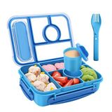 Amathley Bento Box Yetişkin Öğle Yemeği Kutusu Çocuklar, Yetişkinler/Çocuklar/Küçük Çocuklar için Öğle Yemeği Kapları, 5 Bölmeli Soslu Bento Beslenme Kutusu, Mikrodalga ve Bulaşık Makinesi ve