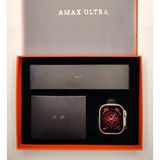 Amax Ultra Watch 8 Ultra 49MM Vidalı Amax Ultra Akıllı Saat 2li Kordon (Turuncu Deri - Siyah Slikon) - Gümüş