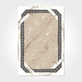 Amaya Kahverengi Çerçeveli Modern Geometrik Etnik Desenli Boho Makinada Yıkanabilir Hav Toz Vermez Leke Tutmaz Kaymaz Taban Dijital Makine Baskı Halı Oturma Odası Salon Yolluk Koridor Mutfak Halısı