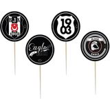 Amazeus Beşiktaş Temalı Parti Kürdan Süsü 8 Adet - Renkli