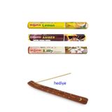 Amazex Store 3 Paket 20 Çubuklu Tütsü Limon - Amber - Lilly - Kayık Hediyeli