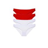Amazex Store 4 adet Süper Eko Set Likralı Kadın Slip Külot Kırmızı Beyaz