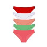 Amazex Store 5 adet Süper Eko Set Likralı Kadın Slip Külot Kırmızı Beyaz Pudra Yeşil Fuşya