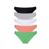 Amazex Store 5 adet Süper Eko Set Likralı Kadın Slip Külot Siyah Gri Beyaz Pudra Yeşil