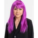 Amazex Store Fuşya Renk Düz Kesim Uzun Parti Peruğu Takma Saç