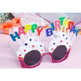 Amazex Store Happy Birthday Yazılı Beyaz Fuşya Renk Parti Gözlüğü 12x7 Cm