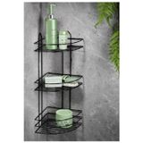 Amazex Store Köşelik Banyo 3 Raflı Siyah Metal Royaleks-56574