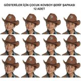 Amazex Store Kovboy Şerif Şapkası Kahve 12 Adet - Kostüm, Parti Ve Gösteri Şapkası
