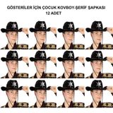 Amazex Store Kovboy Şerif Şapkası Siyah 12 Adet - Kostüm, Parti Ve Gösteri Şapkası