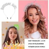 Amazex Store Kristal Taşlı Gümüş Birthday Girl Yazılı Doğum Günü Parti Tacı 19x11 Cm