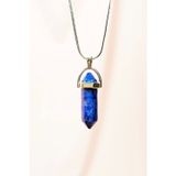 Amazex Store Lapis Lazuli Doğal Taşı Zincirli El Yapımı Tasarımlı Kolye Uç: 3,5 cm Zincir: 20 cm Kutulu