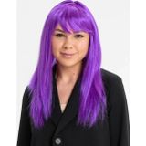 Amazex Store Mor Renk Düz Kesim Uzun Parti Peruğu Takma Saç
