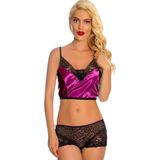 Amazex Store Mor Saten Dantelli Babydoll Şortlu Takım - 287