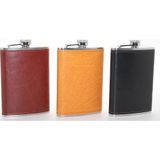 Amazex Store Paslanmaz Çelik Tekli 9 Oz Derili Matara Alk2662