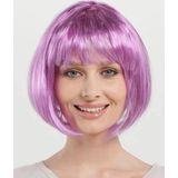 Amazex Store Rose Pembe Renk Düz Kesim Küt Parti Peruğu Kısa Takma Saç