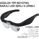 Amazex Store Şarjlı Gözlük Büyüteç 4 Farklı Lens 11537dc