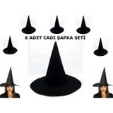 Amazex Store Siyah Cadı Şapkası Keçe Yetişkin Boy 6 Adet