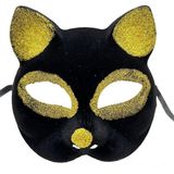 Amazex Store Siyah Renk Gold Simli Süet Kaplama Kedi Maskesi 18x14 Cm