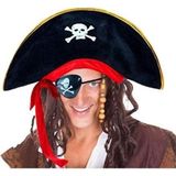 Amazex Store Yetişkin Boy Kadife Kaptan Jack Sparrow Korsan Şapkası Ve Plastik Korsan Göz Maskesi