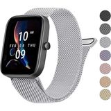 Amazfit Gts / Gts 2 / Gts 2 Mini / Gts 2e / Gts 3 / Gts 4 Mini / Gts 4 Milanese Hasır Metal Kordon - Gümüş