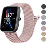 Amazfit Gts / Gts 2 / Gts 2 Mini / Gts 2e / Gts 3 / Gts 4 Mini / Gts 4 Milanese Hasır Metal Kordon - Rose Pink