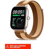 Amazfit Gts / Gts 2 / Gts 2e / Gts 2mini / Gt S3 / Gt S4 Mini Uyumlu Hasır Örgü Cırtlı Kordon 20MM - Kahverengi