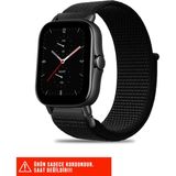 Amazfit Gts / Gts 2 / Gts 2e / Gts 2mini / Gt S3 / Gt S4 Mini Uyumlu Hasır Örgü Cırtlı Kordon 20MM - Siyah