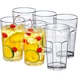Amazing Abby - Affinity - 20 oz Plastik Bardaklar (6'lı Set), Plastik İçecek Bardakları, Tamamen Şeffaf Yüksek Toplar, Yeniden Kullanılabilir Plastik Bardaklar, İstiflenebilir, BPA İçermez, Kırılmaz,