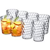 Amazing Abby - Buzul - 14 oz Plastik Bardaklar (8'li Set), Plastik İçecek Bardakları, Tamamen Şeffaf Yüksek Toplar, Yeniden Kullanılabilir Plastik Bardaklar, İstiflenebilir, BPA İçermez, Kırılmaz,
