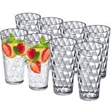 Amazing Abby - Twinkly - 20 oz Plastik Bardaklar (8'li Set), Plastik İçecek Bardakları, Tamamen Şeffaf Yeniden Kullanılabilir Plastik Bardaklar, İstiflenebilir, BPA İçermez, Kırılmaz, Bulaşık