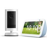 Amazon Echo Show 5 Akıllı Ekran ve Ring Outdoor Camera Plus "az Işıkta Renkli 2k Detayları Görün" - Siyah - Beyaz