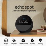 Amazon Echo Spot – Akıllı Saatli Alexa Hoparlör | Dokunmatik Ekran, Müzik, Alarm, Hava Durumu, Smart Home Kontrolü | Siyah Renk