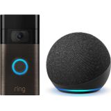 Amazon Ev Ring Video Doorbell 1080p Görüntülü Kapı Zili - Amazon Echo Dot 4 Black Akıllı Asistan Hoparlör