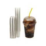 Ambalaj Evi 350 cc Kalın Milkshake Soğuk Kahve Bardağı+Kapak+Bardak+Pipet 10l'u Bardak Seti