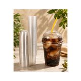Ambalaj Evi 350cc Kalın Pet Plastik Limonata Milkshake Soğuk Kahve Bardağı 50 Adet Kapaklı Bardak